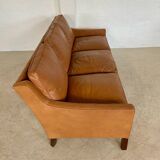 1960s tan leather 3 person sofa by OPE-möbler Sweden