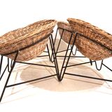 Set of 4 rattan pod chairs 60s