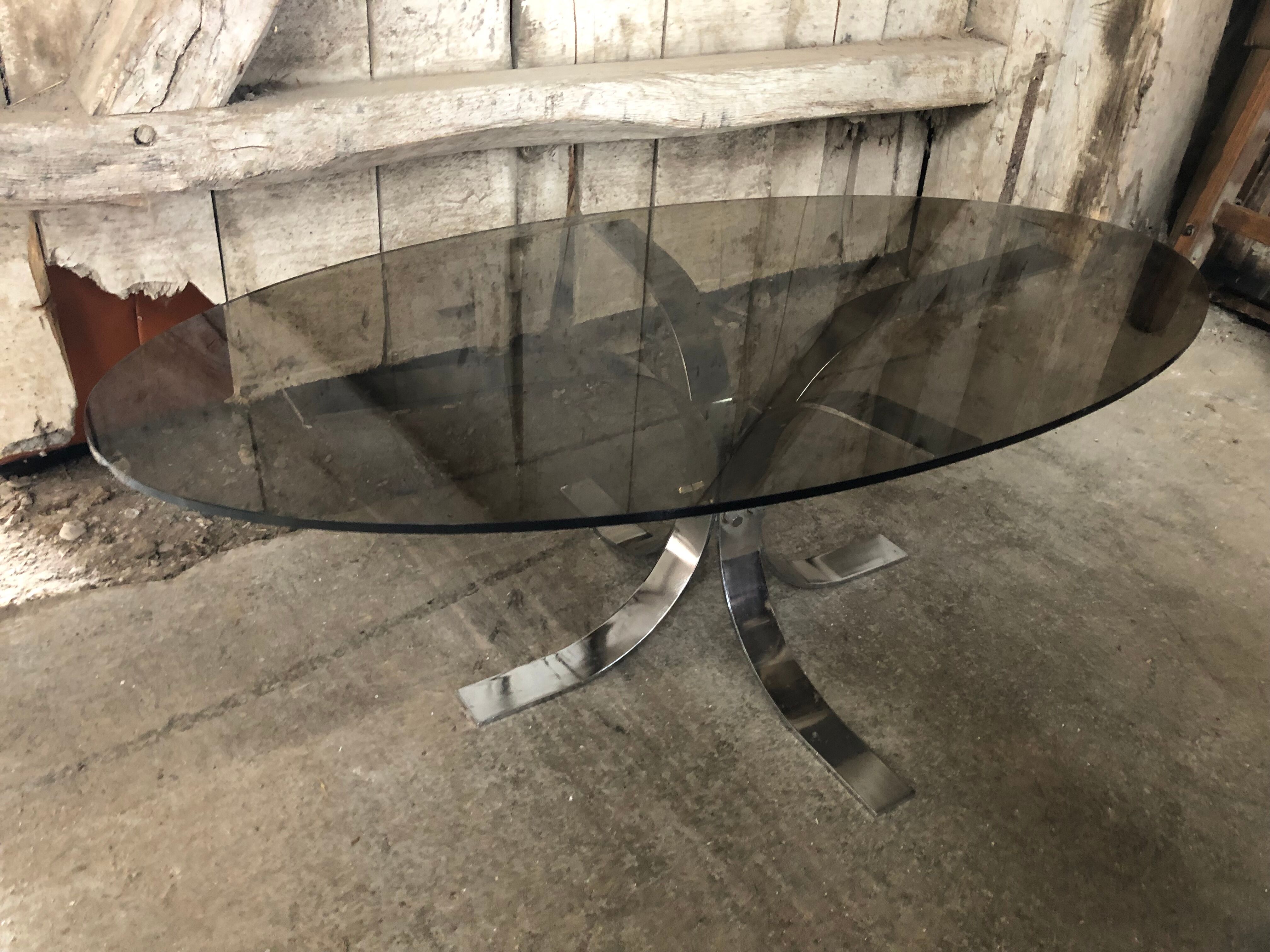 Old coffee table design chrome foot curved