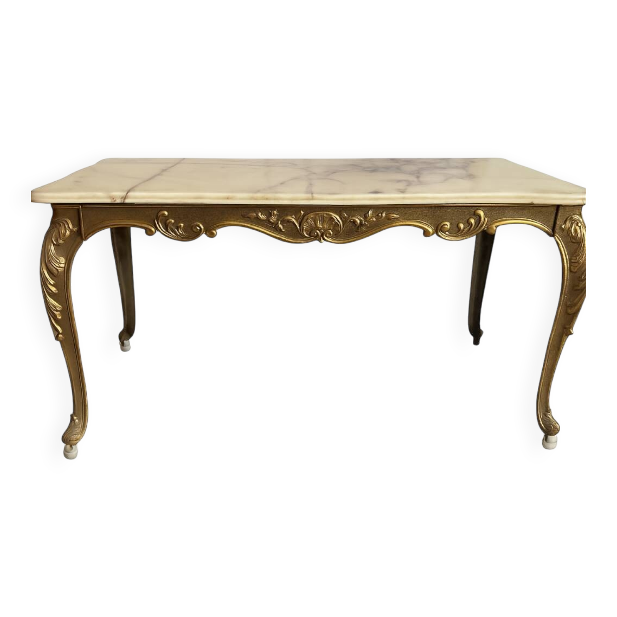 Marble coffee table with brass legs