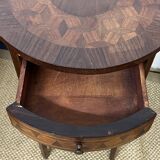 Pedestal table / Round seat in wood marquetry