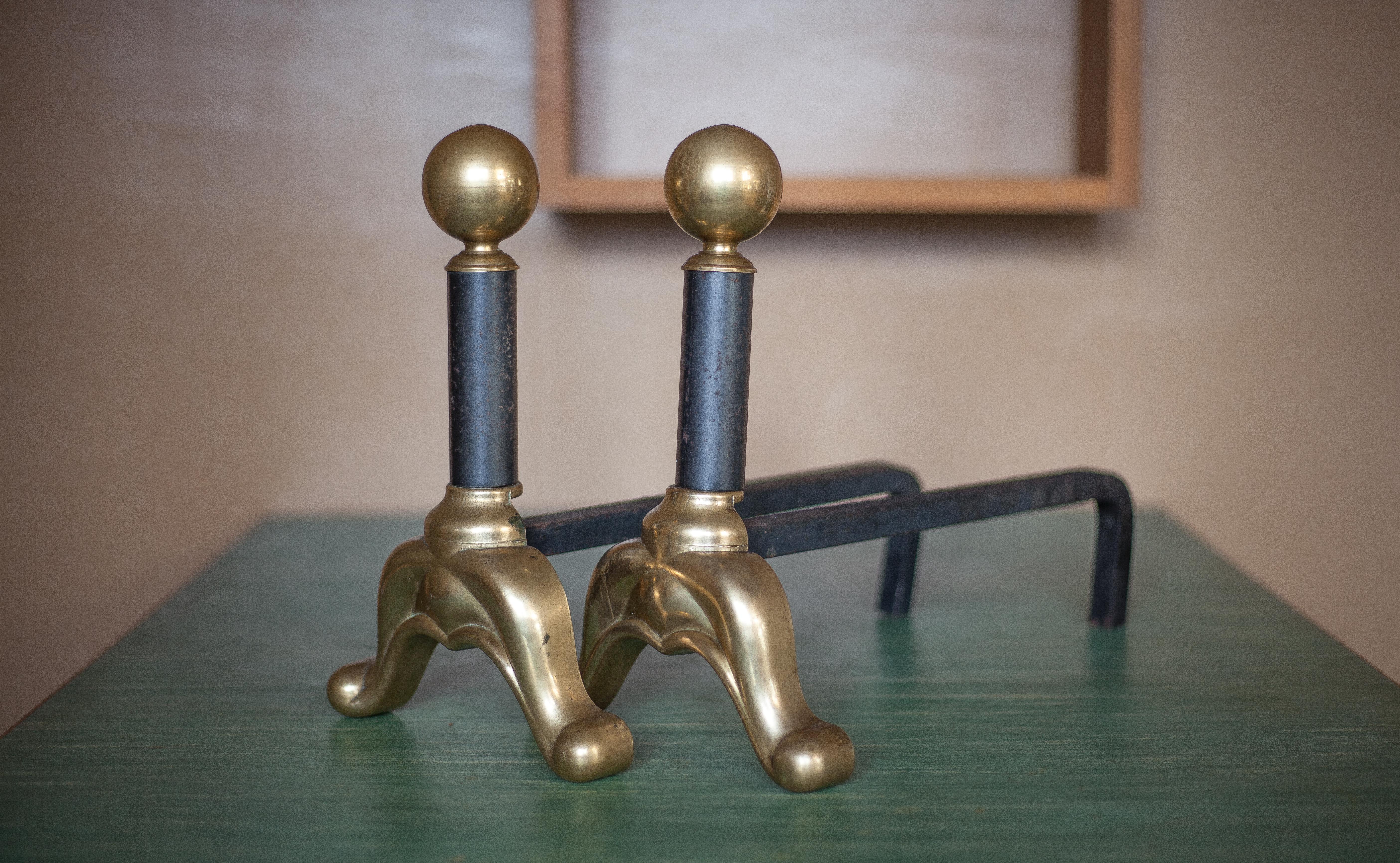 Paire de chenets de cheminée vintage