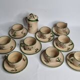 Service à café en faïence émaillée, Jemappes, Belgique, 9 tasses
