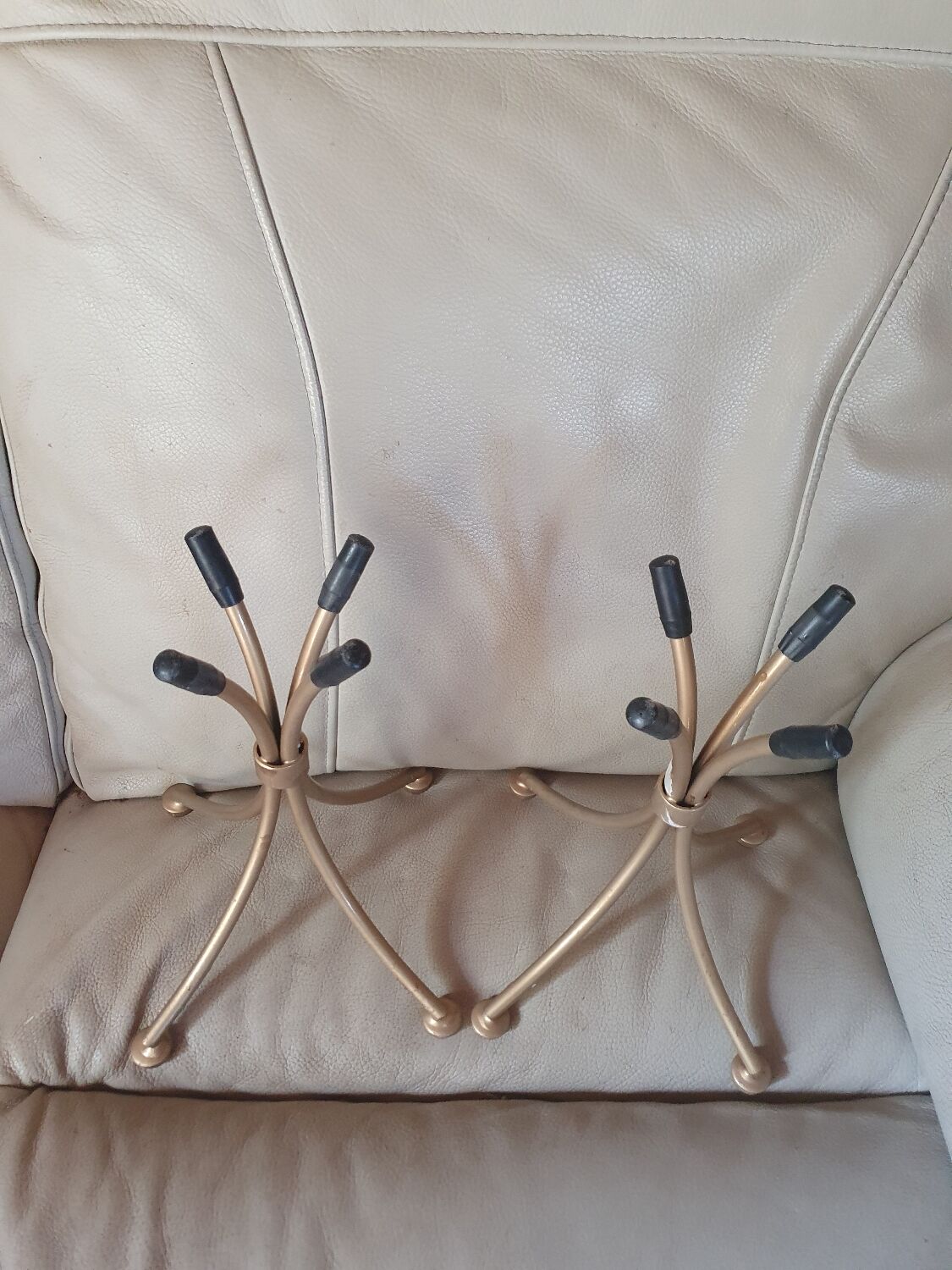 Two gold-plated brass candle holders for 8 candles.