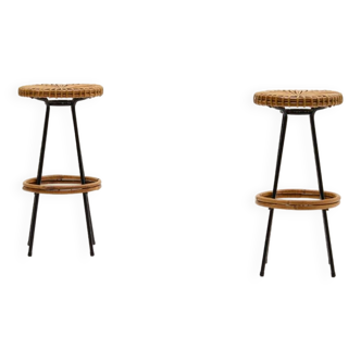 Set of 2 bar stools by Dirk van Sliedregt for Rohé Noordwolde, 1960s The Netherlands.