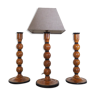 Set composed of a table lamp and two Roche Bobois candle holders, 70s