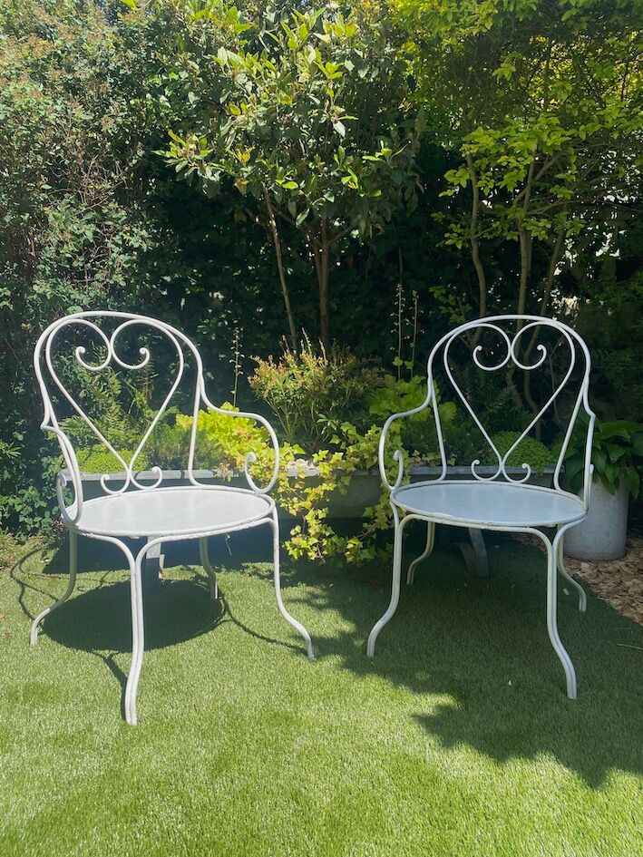 Pair of wrought iron armchairs 1950
