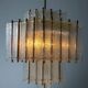 Chandelier in brass and structured ice glass, 1950s, Austria