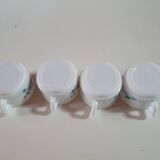 set of 4 vintage arcopal cups with small mysotis blue flowers