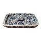 Vintage handmade blue ceramic ashtray with deer and flower ornament from Rodos Ceramics.