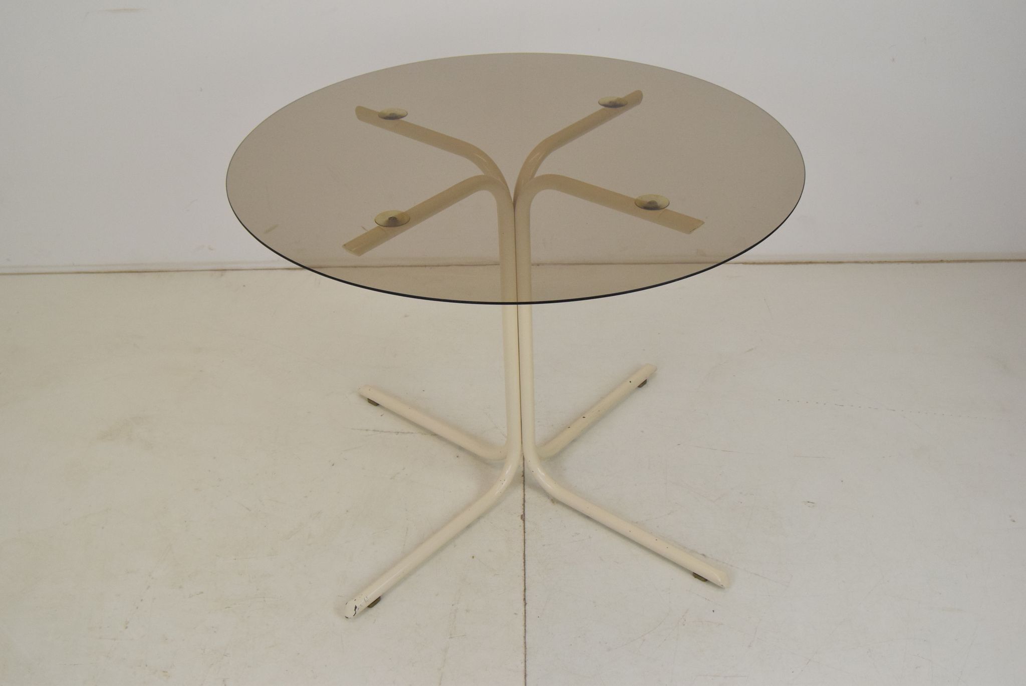 Round dining table,Metal and Glass,1970's.