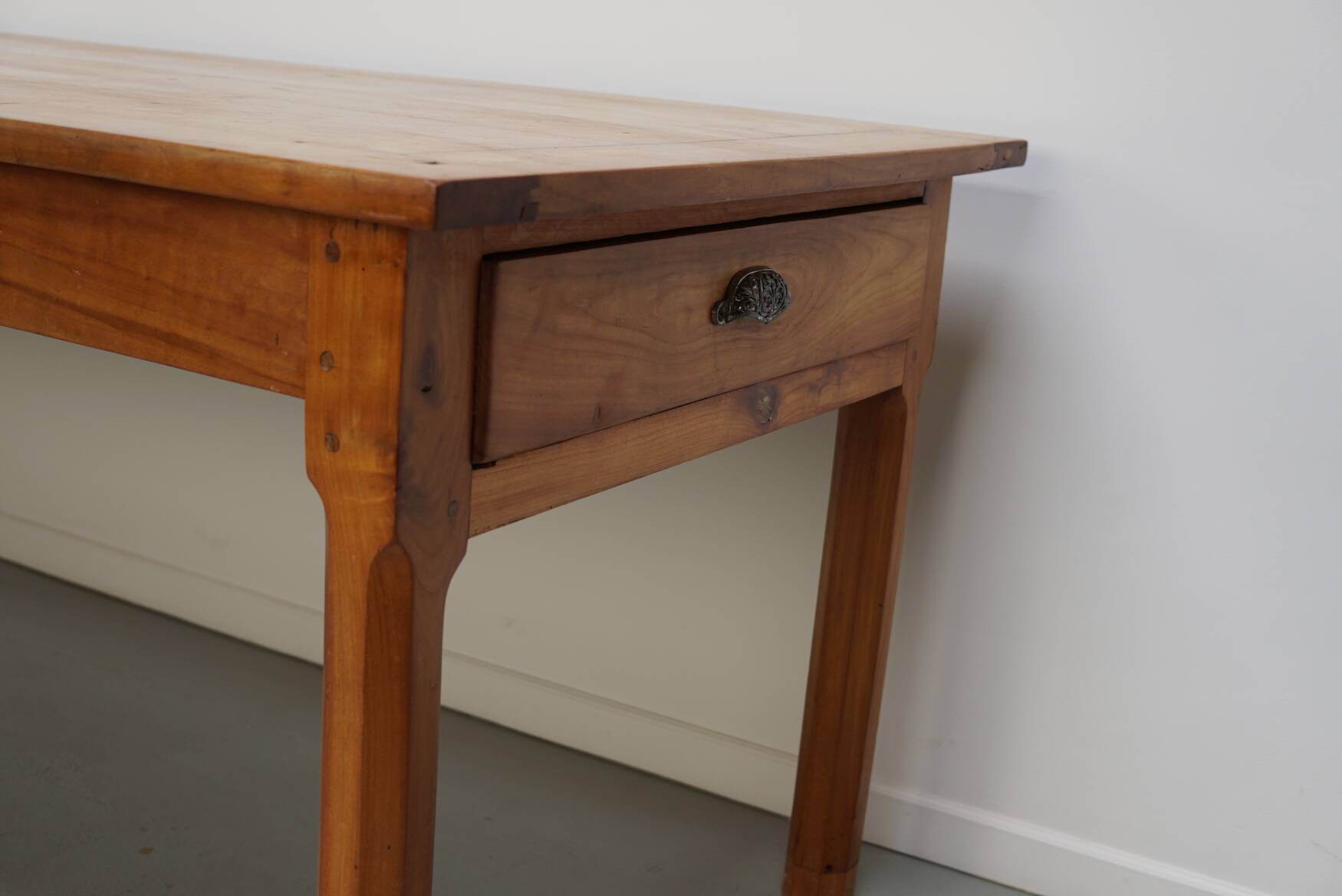 Antique Cherry French Farmhouse Dining Table, 19th Century