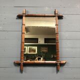 Bamboo faux mirror with dark brown frame 81x63cm