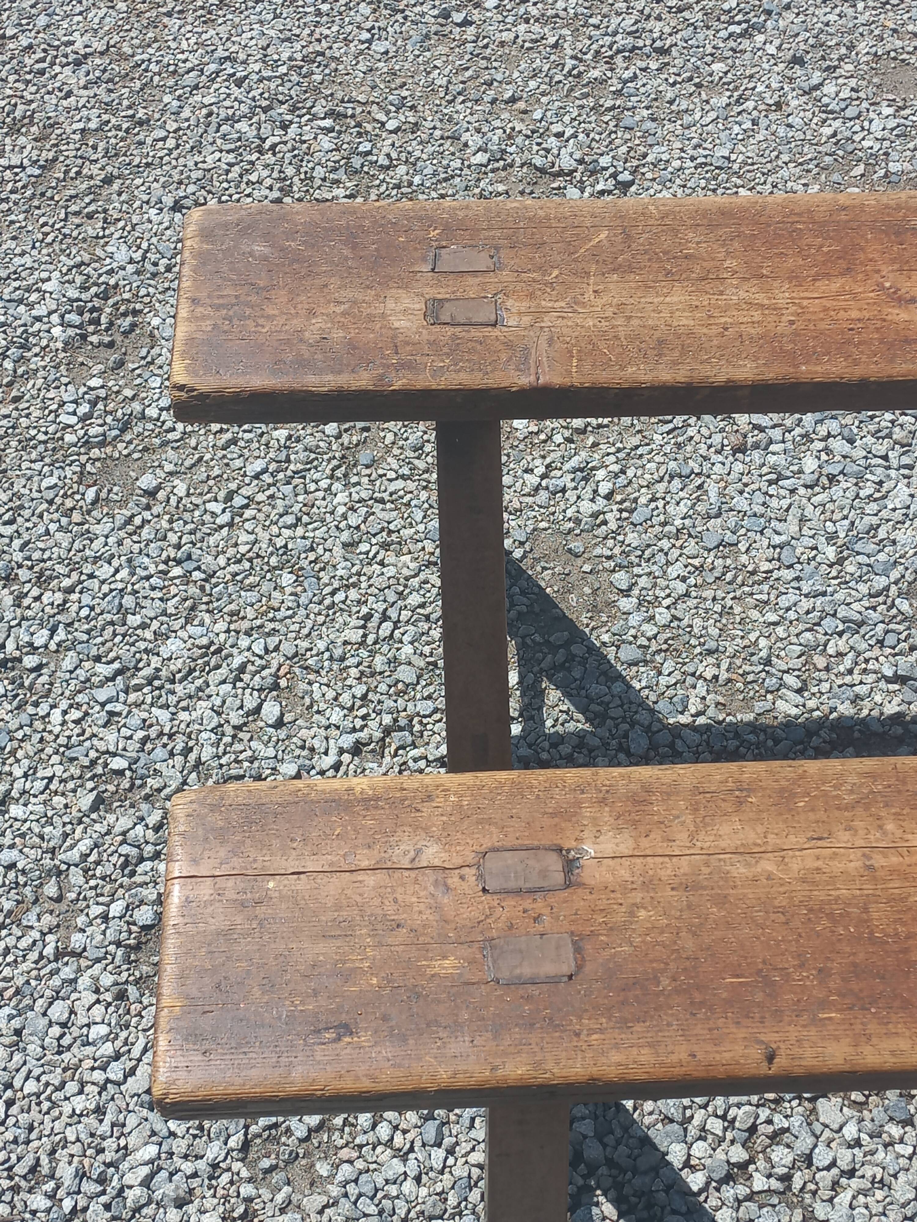 Pair of nineteenth century farmhouse table benches 251cm
