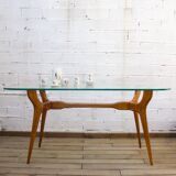 Mid Century Palisander and Glass Dining Table, Italy, 1950s