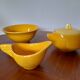Antique yellow earthenware tea set