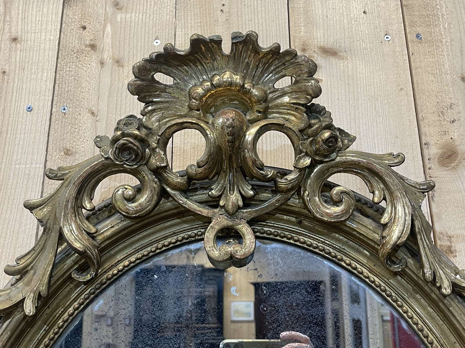 Oval mirror of the nineteenth in the Louis XV style