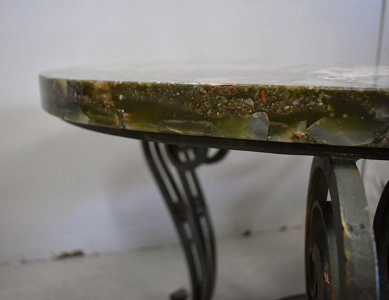 Marble and Forged Iron Low Table - 1950