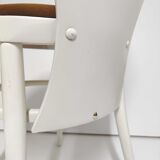 Baumann bistrot mouette chair in white wood and yellow velvet