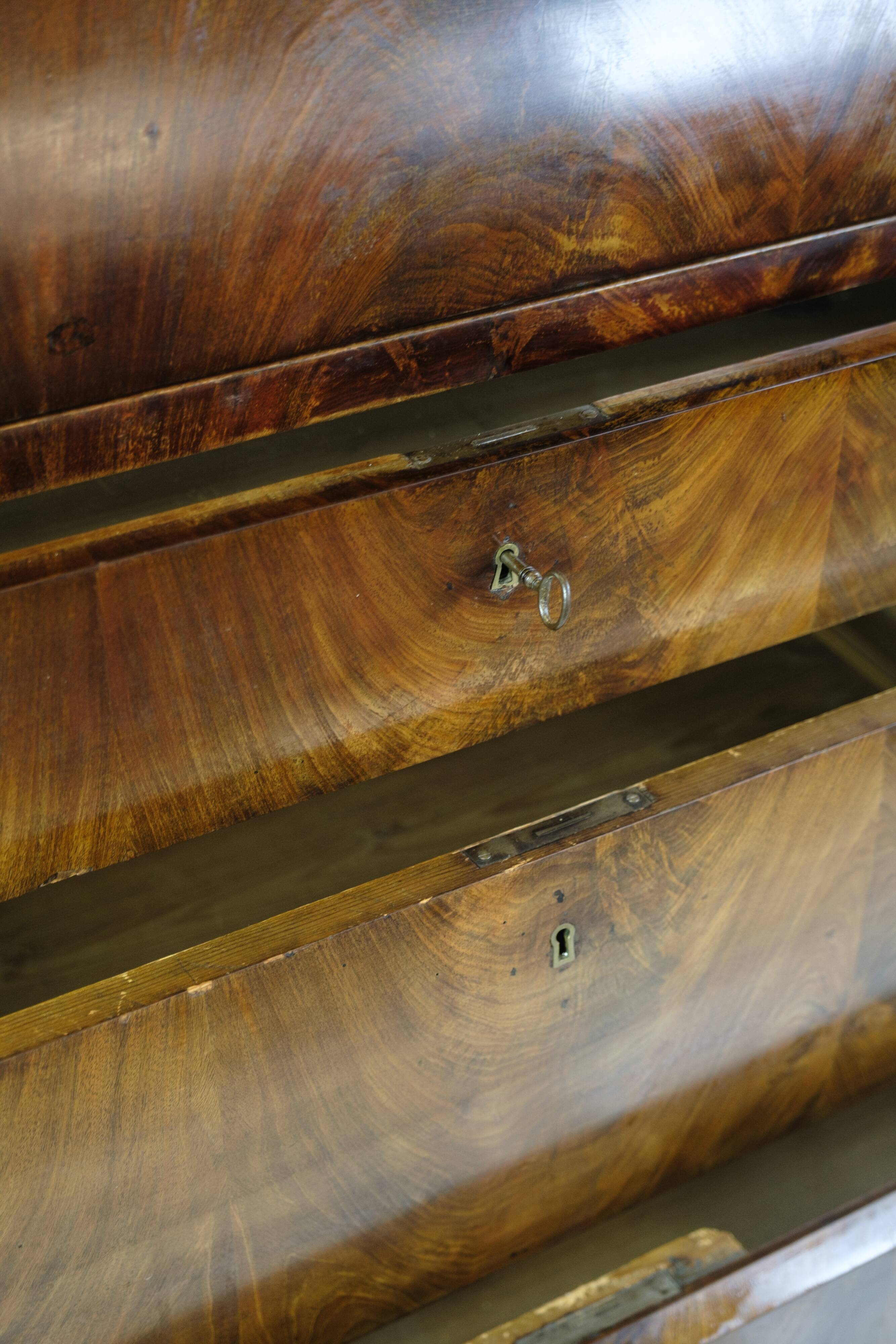 Chatol With Four Drawers Made In Hand Polished Mahogany From 1820s