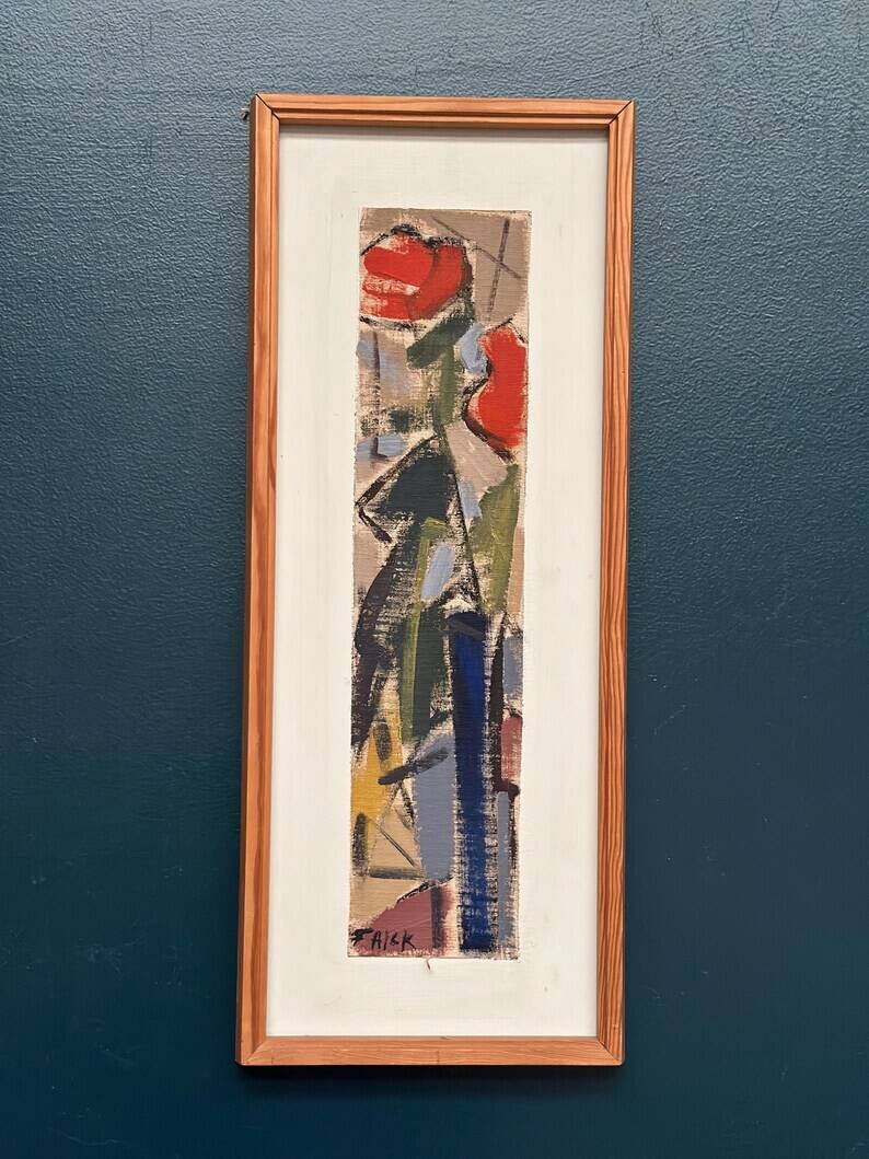 Original Vintage Swedish Oil on Panel – “Blossoms” by Gösta Falck – Signed – Framed