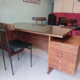 Desk and 3 chairs in 1950s Italian modernist style in rosewood.