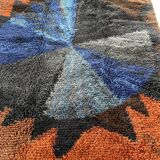 Tapis abstrait scandinave multicolore à poils hauts Rya, Suède, années 1960