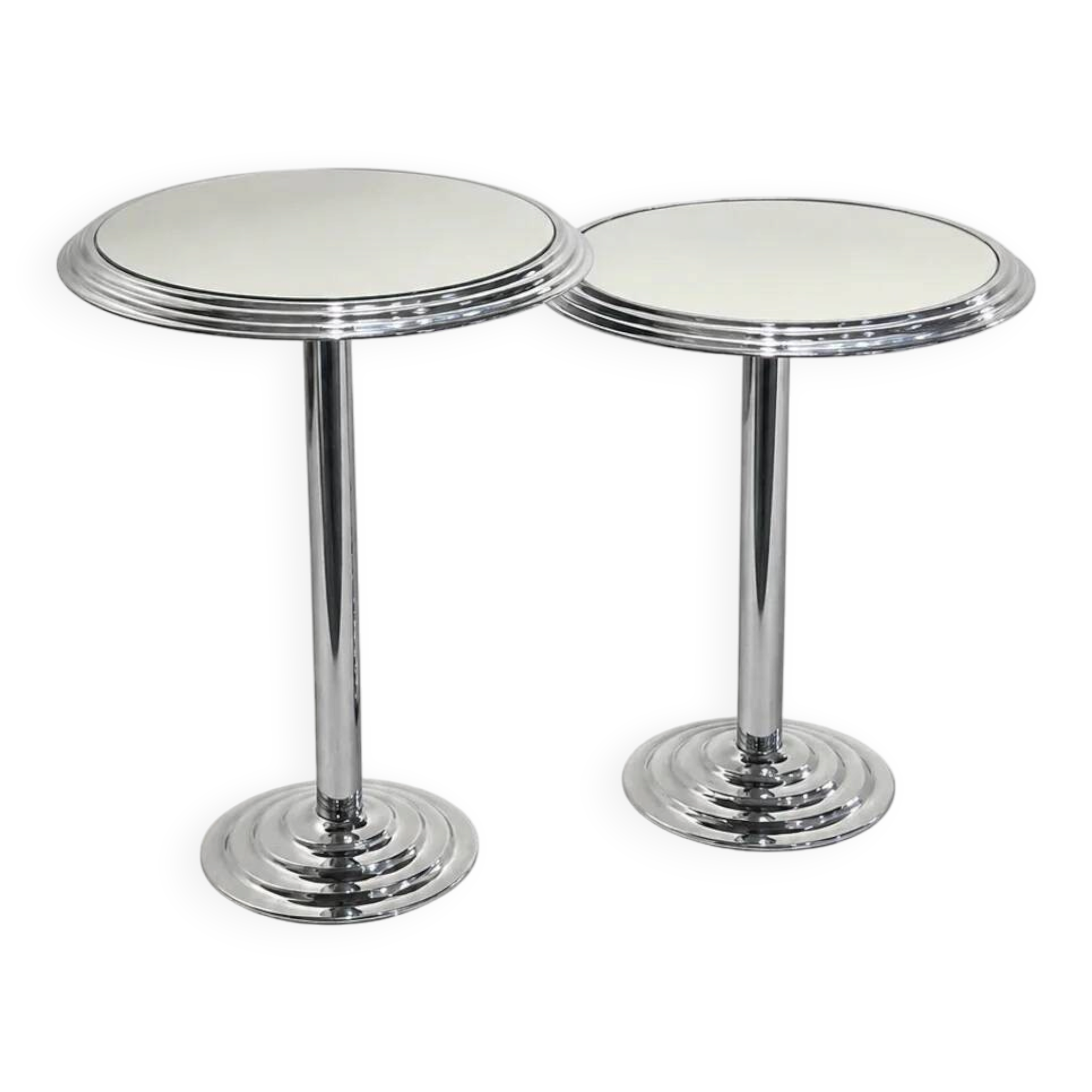 Pair of chrome mirrored sidetables, 1980s