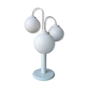 Lampe de table en métal blanc vintage avec 3 boules de lanterne, années 80