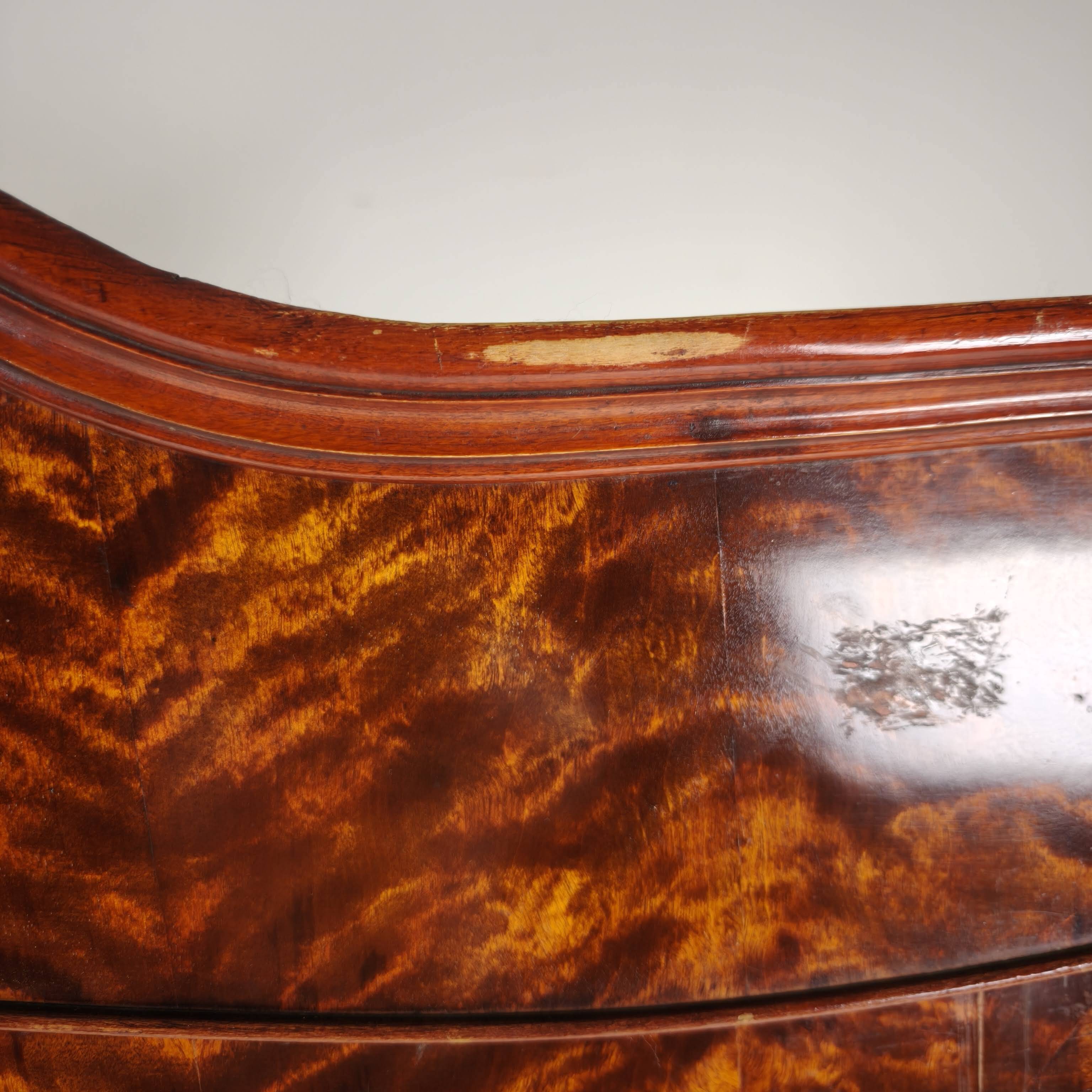 19th Century Pine Linen Cupboard / Wardrobe with Flame Veneer
