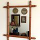 Art Nouveau Faux Bamboo Mirror, 65cm / 25.8", Handmade, Wood, C. 1900