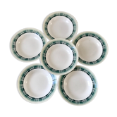 Set of 6 green hollow plates Digoin Sarreguemines 30s