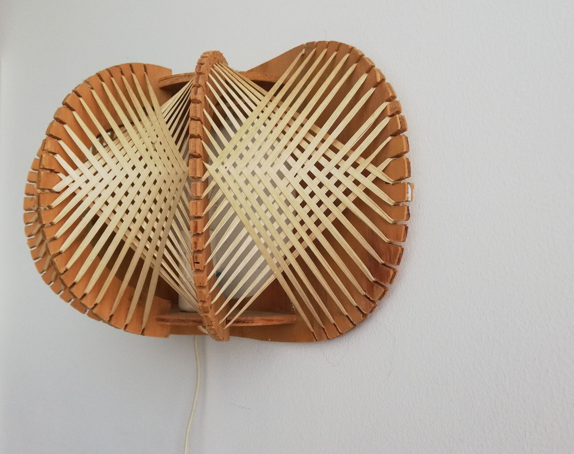 1960s wooden wall light sconce
