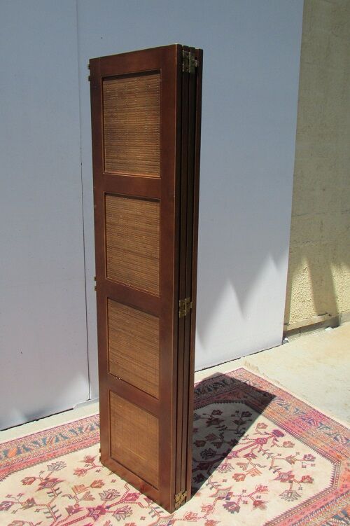 Screen 4 leaves in cherry and bamboo