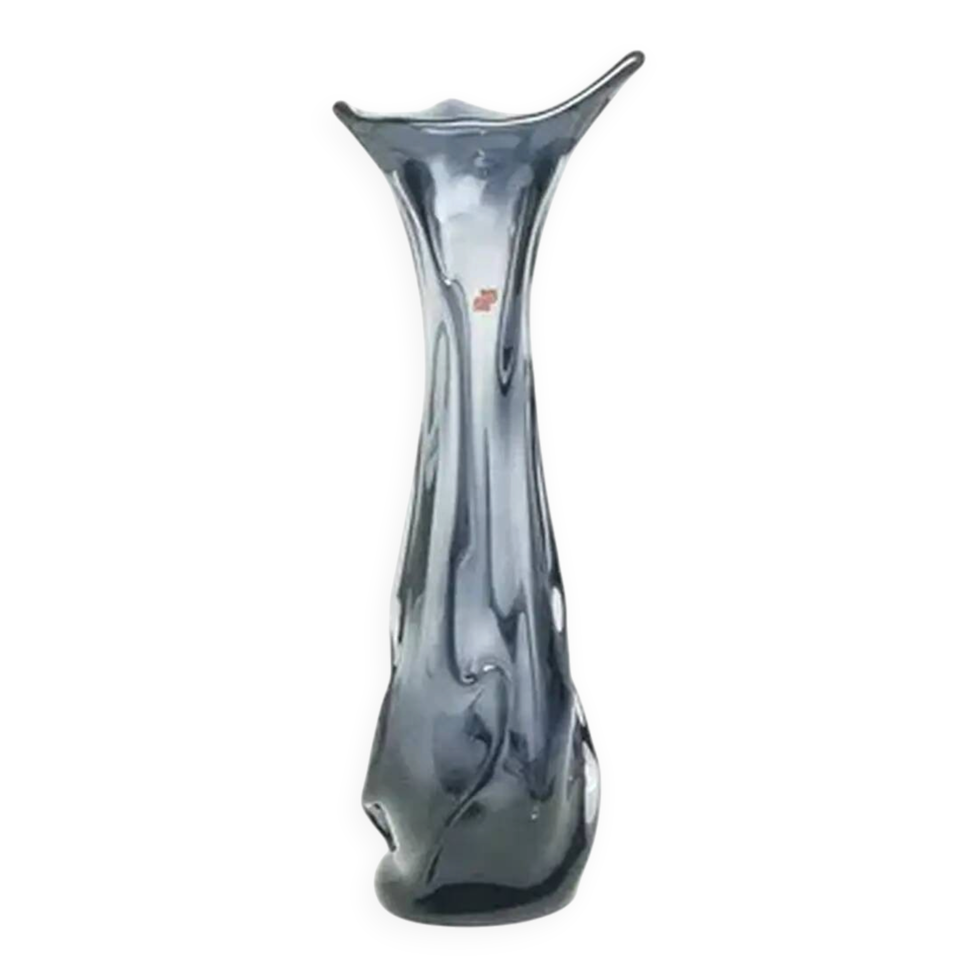 Vase Sekacz Modernisme, verre froissé, Huta Wołomin, Pologne, années 1980