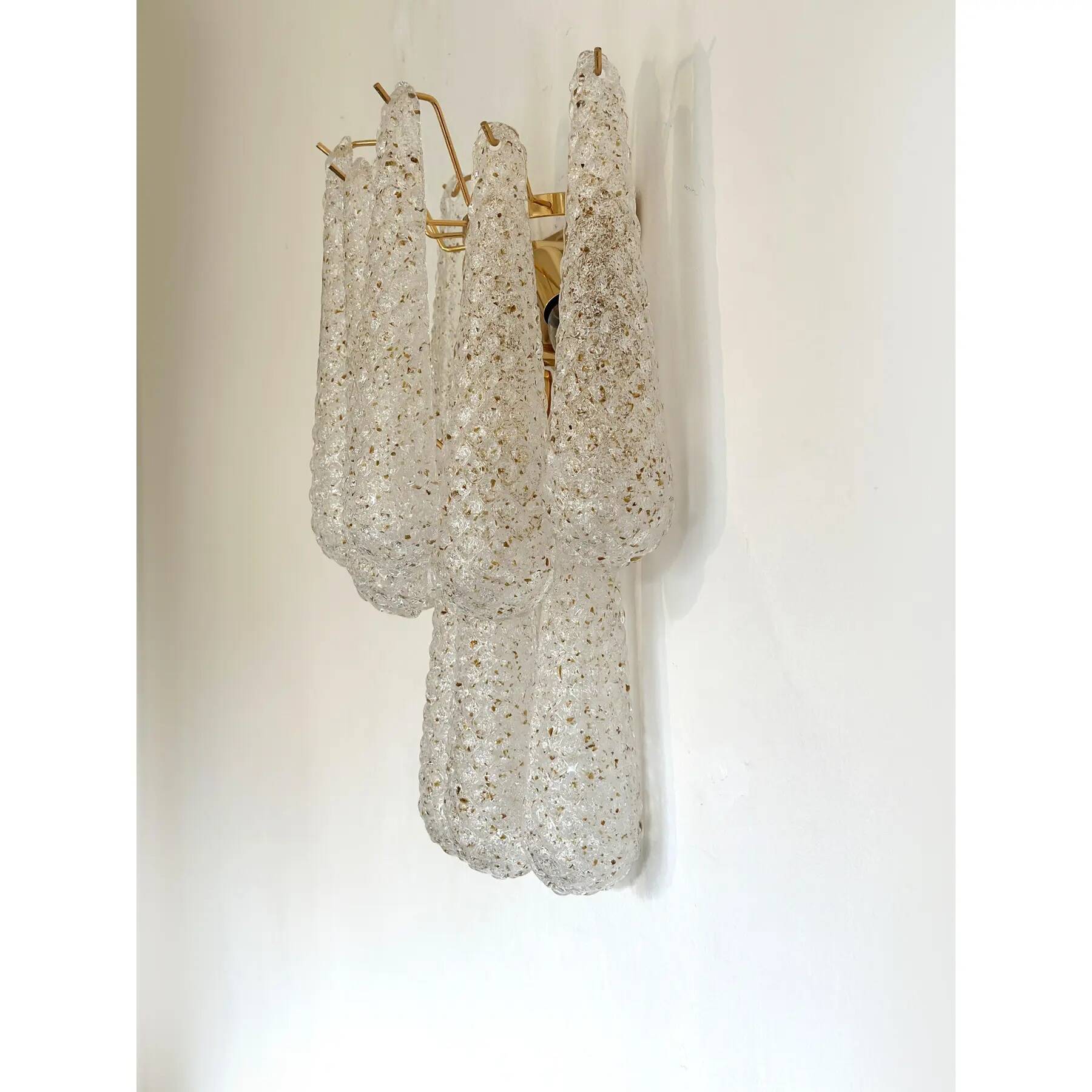 Contemporary Modern “Conchiglie” Murano Glass Gold Wall Sconce - Set of Two