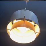 Metal, white and brass color pendant lamp by VEB 1960s