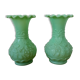 Pair of vintage vases in green opaline
