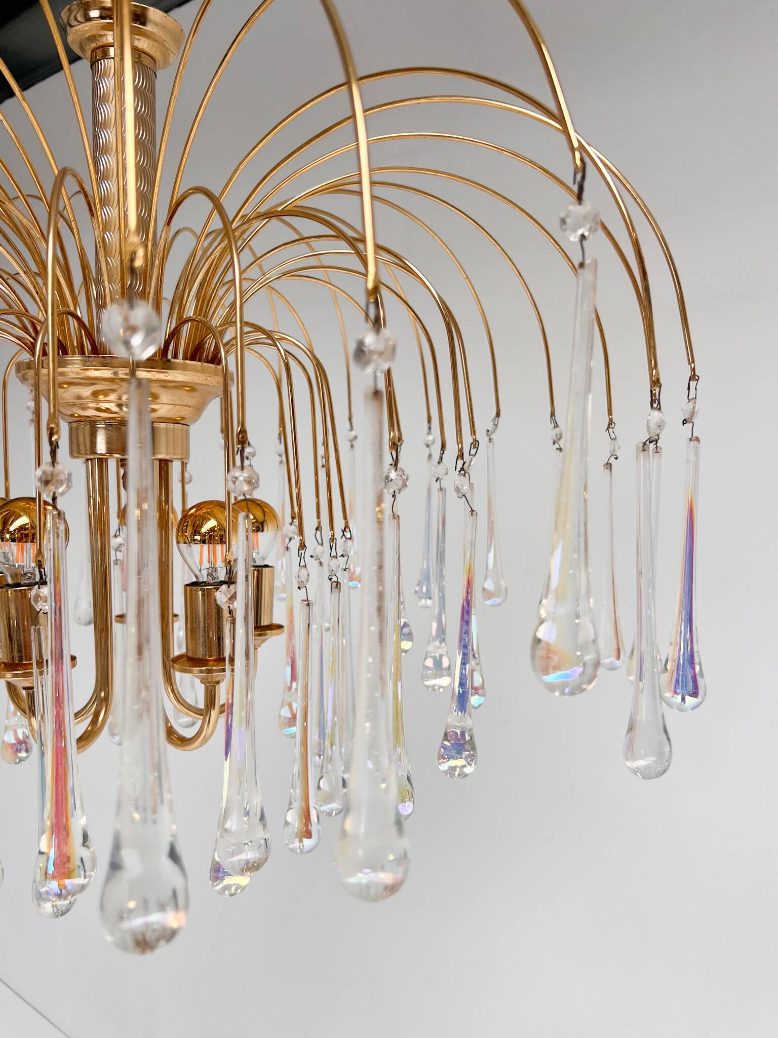 Italian Cascata chandelier with Murano drops, 1970s
