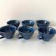 Set of 6 cups or cider bowls in glazed blue stoneware