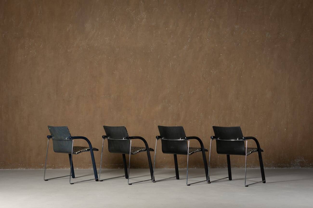 Vintage A 320 Armchair by Wulf Schneider & Ulrich Boehme for Thonet 1980’s in Myth Velvet (set of 4)