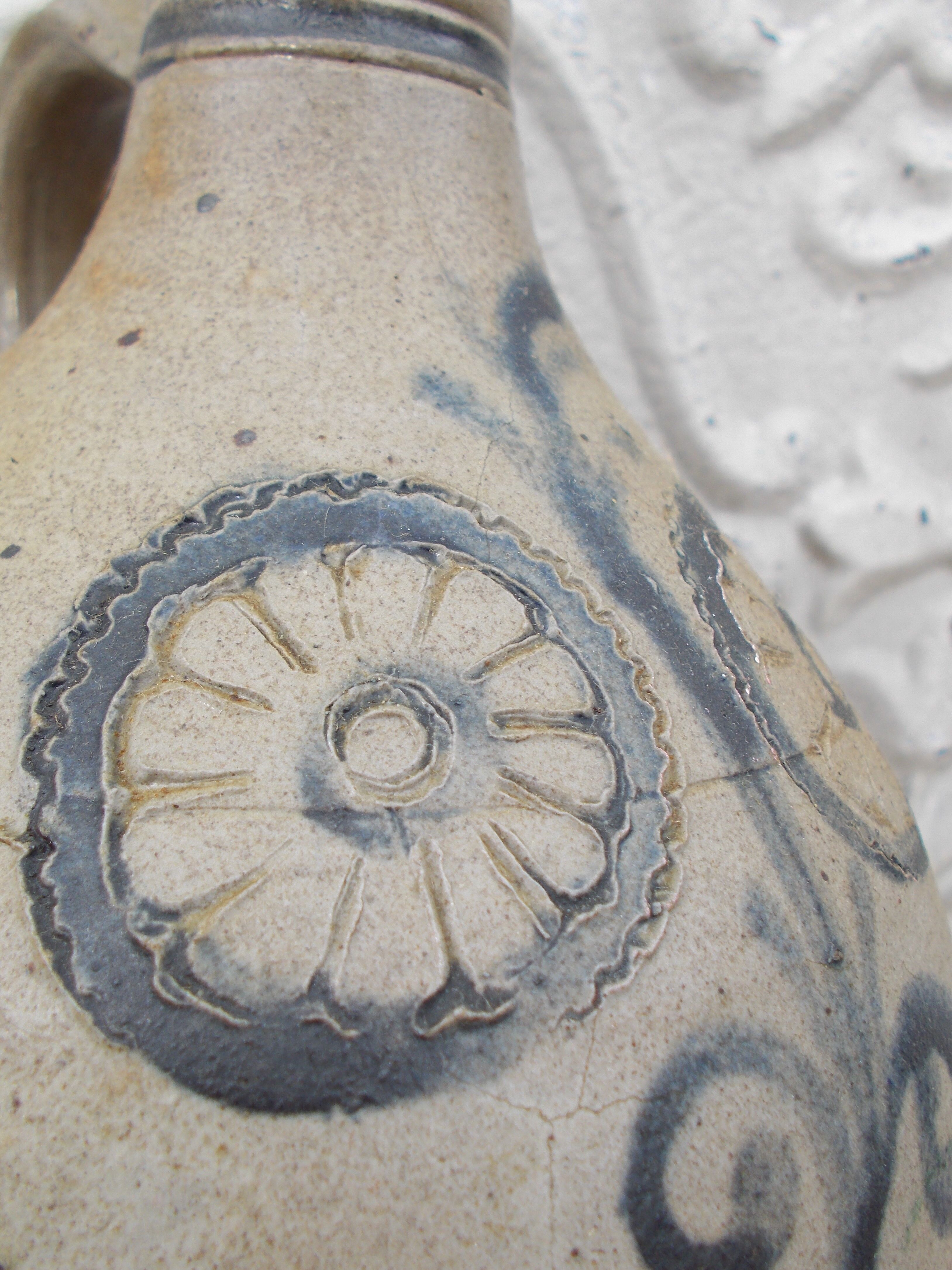 Folk art of Alsace Sandstone jug floral decoration