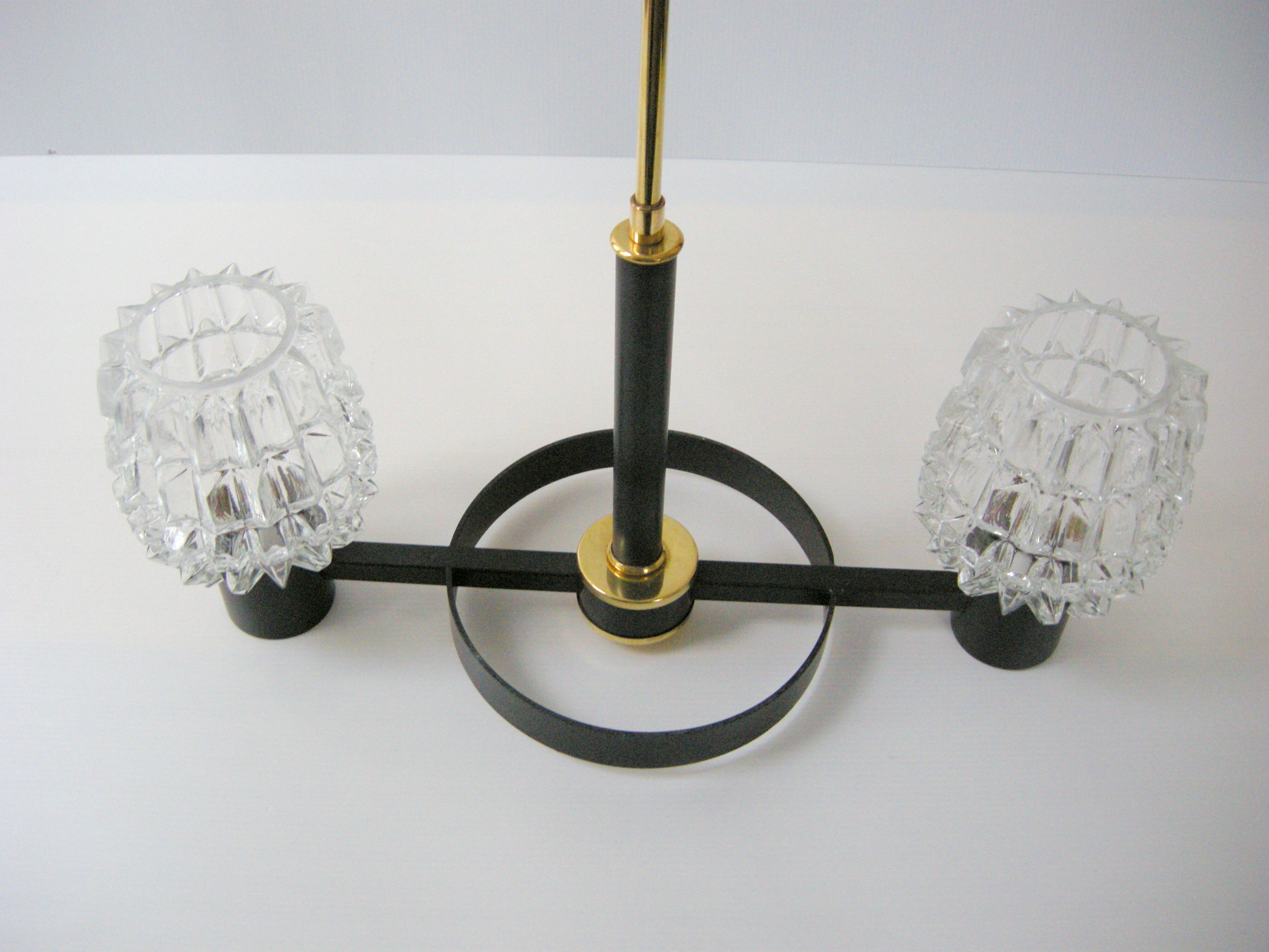 Vintage chandelier 1960 metal and brass