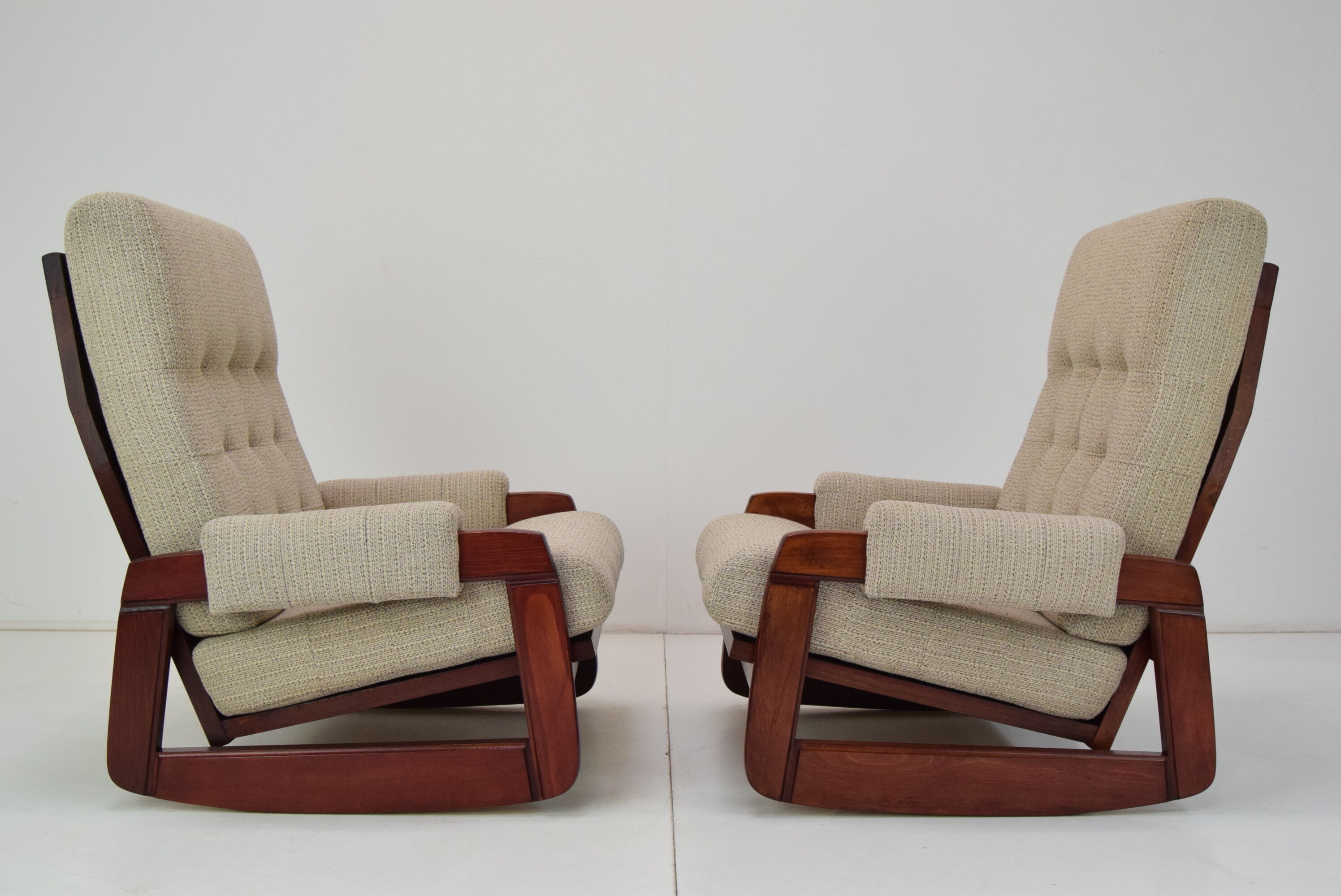 Pair of Mid-century Design Rocking Armchairs,1980's.