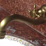 Meuble de salle de bain antique-art avec vasque basculante faïence fleurie
