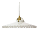 Vintage French suspension in white glass with scalloped edge.