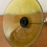 Pendant lamp with thick bubbled glass shade in green-yellow color