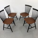 Swedish Teak Chairs by S. E. Fryklund for Hagafors, 1960s, Set of 4