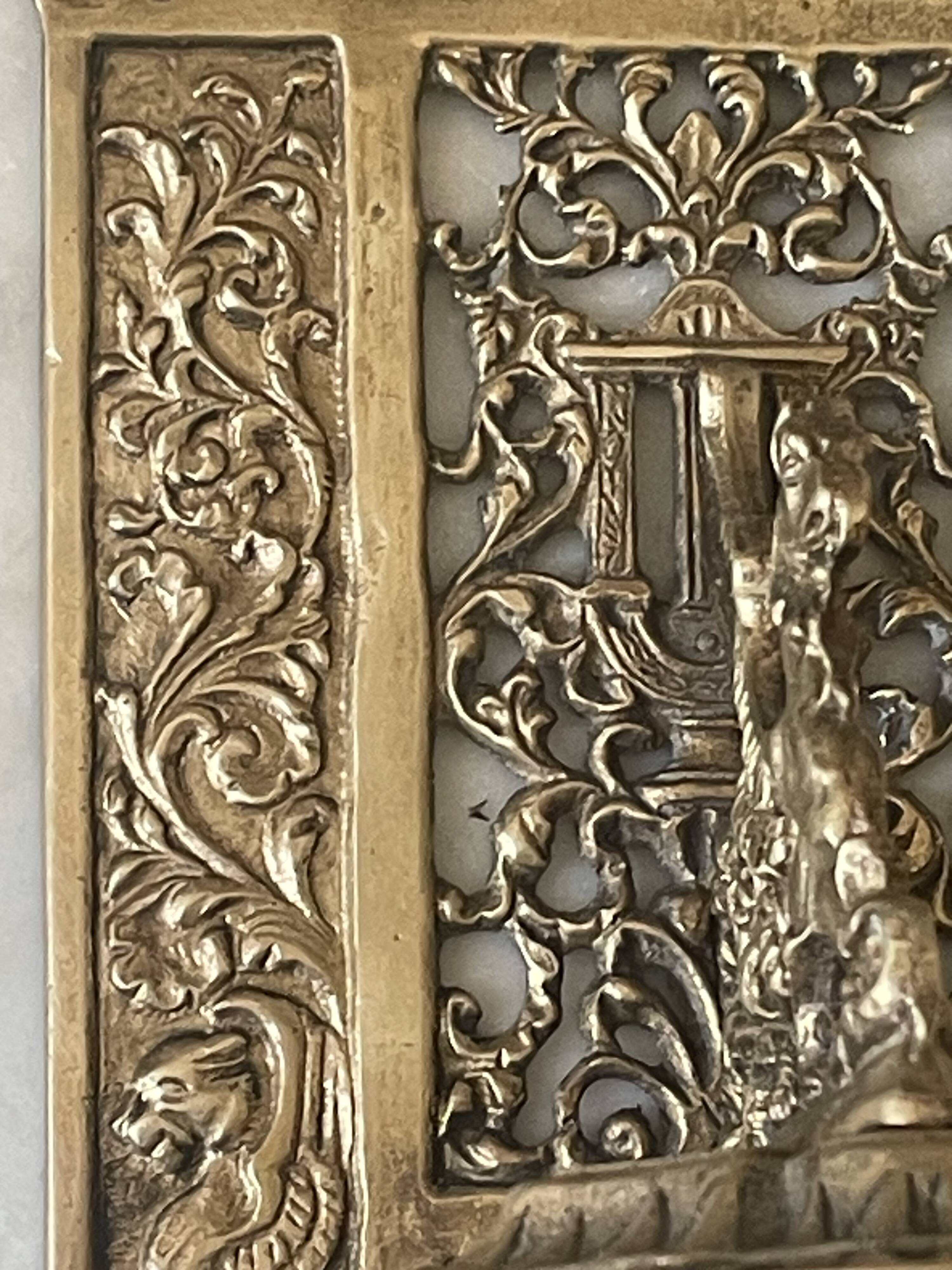 pair of Gothic decorative bookends in brass 1920