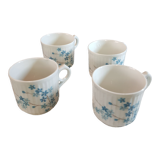 4 porcelain forget-me-not coffee cups